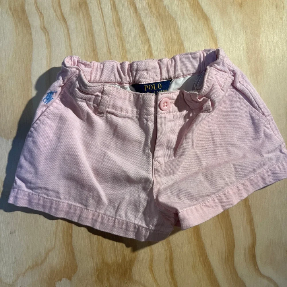 Polo Ralph Lauren Girls Classic Chino Shorts Pink Elastic Waist Bottoms Size 5